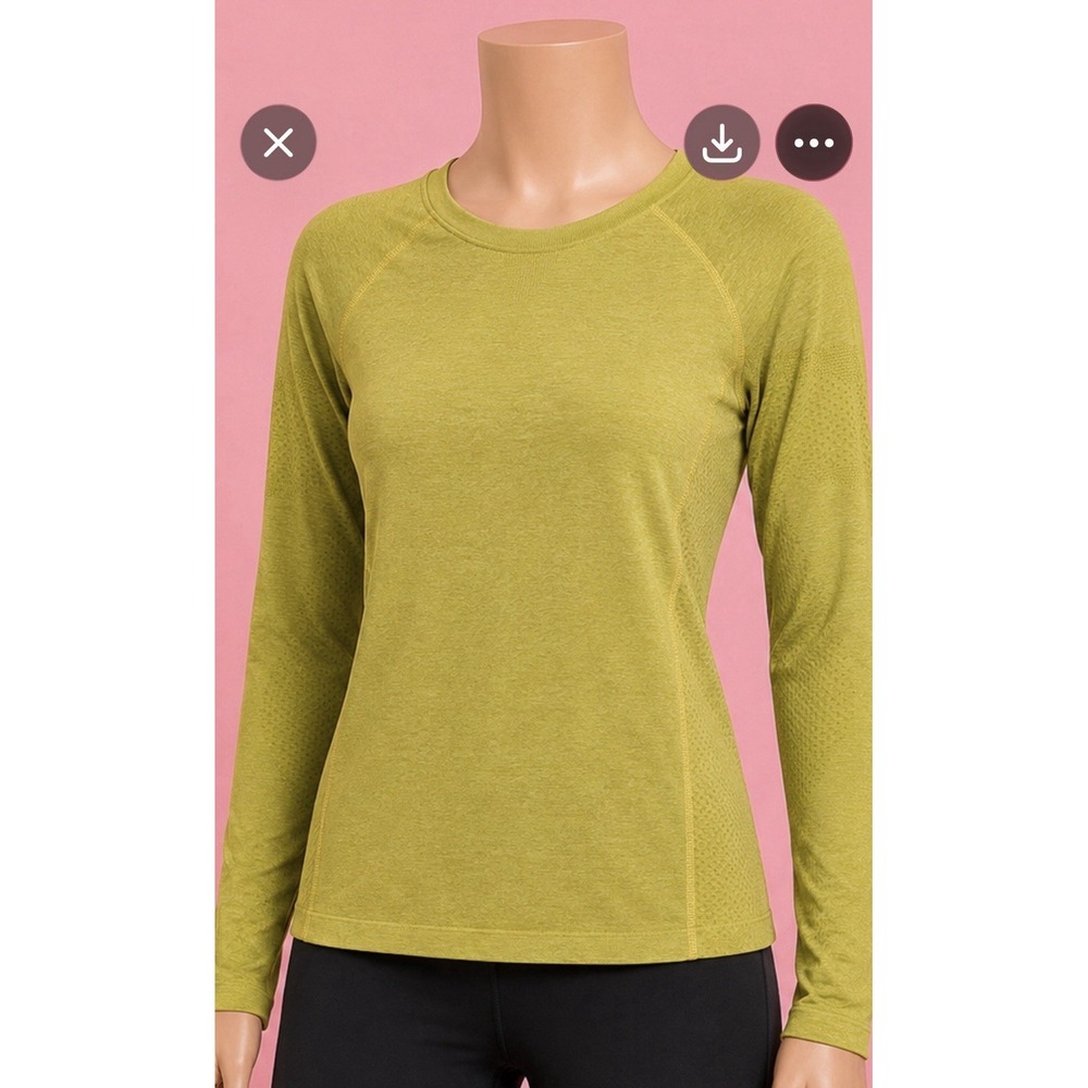 FIGS Women's Salta Long Sleeve Shirt Top Medium Underscrub Color Green/Yellow